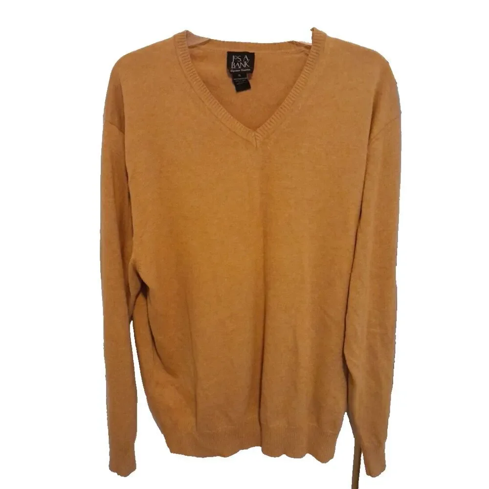 Jos A Banks Sweater Mens‎ XL Gold Signature Coll Long Sleeve 100% Pima Cotton